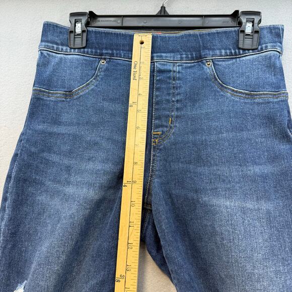 Spanx Jean Women's M (10-12) Blue Ankle Skinny Raw Hem High Rise Stretch - Picture 10 of 12